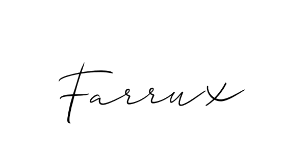 Create a beautiful signature design for name Farrux. With this signature (Allison_Script) fonts, you can make a handwritten signature for free. Farrux signature style 2 images and pictures png
