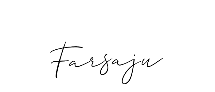 The best way (Allison_Script) to make a short signature is to pick only two or three words in your name. The name Farsaju include a total of six letters. For converting this name. Farsaju signature style 2 images and pictures png