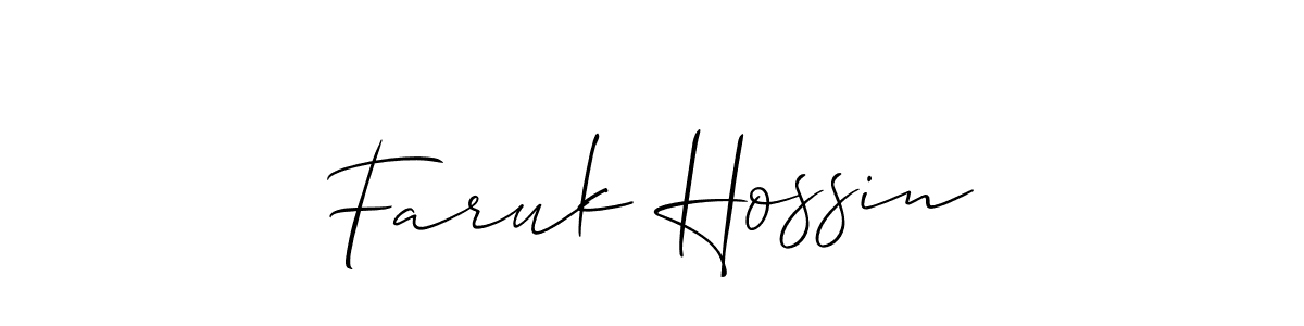 Similarly Allison_Script is the best handwritten signature design. Signature creator online .You can use it as an online autograph creator for name Faruk Hossin. Faruk Hossin signature style 2 images and pictures png