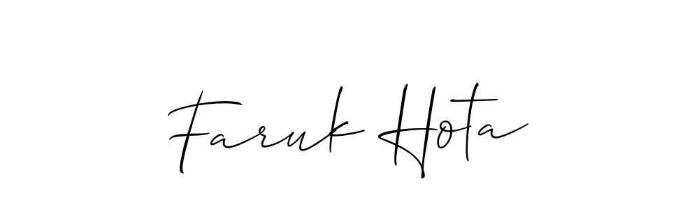 Make a beautiful signature design for name Faruk Hota. With this signature (Allison_Script) style, you can create a handwritten signature for free. Faruk Hota signature style 2 images and pictures png