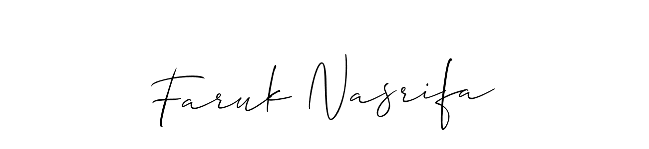 How to make Faruk Nasrifa signature? Allison_Script is a professional autograph style. Create handwritten signature for Faruk Nasrifa name. Faruk Nasrifa signature style 2 images and pictures png