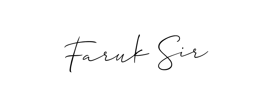Create a beautiful signature design for name Faruk Sir. With this signature (Allison_Script) fonts, you can make a handwritten signature for free. Faruk Sir signature style 2 images and pictures png