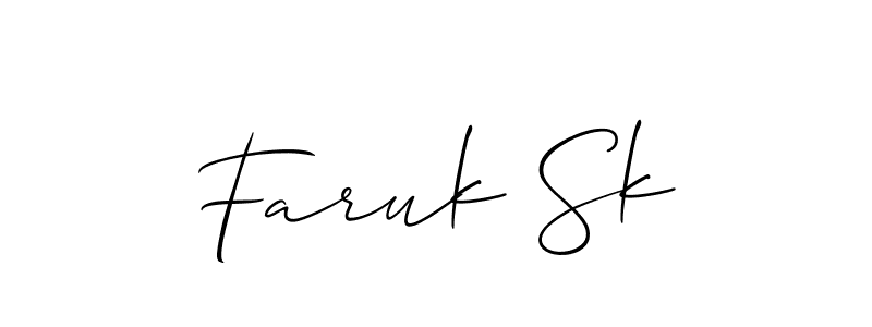 The best way (Allison_Script) to make a short signature is to pick only two or three words in your name. The name Faruk Sk include a total of six letters. For converting this name. Faruk Sk signature style 2 images and pictures png