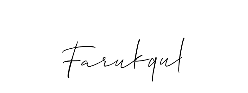 Design your own signature with our free online signature maker. With this signature software, you can create a handwritten (Allison_Script) signature for name Farukqul. Farukqul signature style 2 images and pictures png