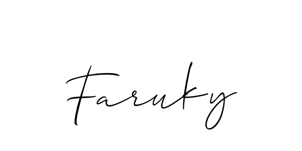Use a signature maker to create a handwritten signature online. With this signature software, you can design (Allison_Script) your own signature for name Faruky. Faruky signature style 2 images and pictures png