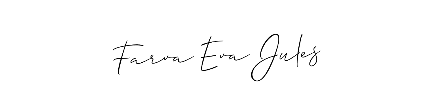 Make a short Farva Eva Jules signature style. Manage your documents anywhere anytime using Allison_Script. Create and add eSignatures, submit forms, share and send files easily. Farva Eva Jules signature style 2 images and pictures png