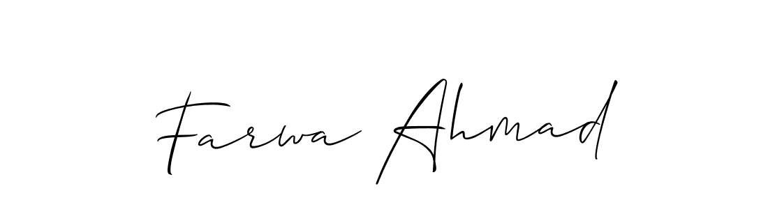 Similarly Allison_Script is the best handwritten signature design. Signature creator online .You can use it as an online autograph creator for name Farwa Ahmad. Farwa Ahmad signature style 2 images and pictures png