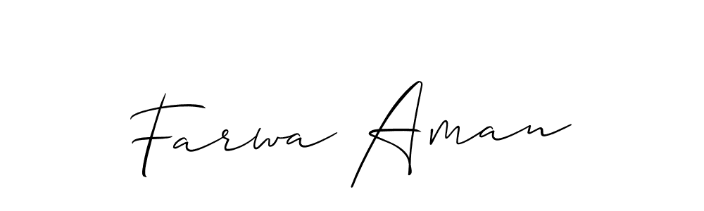 How to make Farwa Aman signature? Allison_Script is a professional autograph style. Create handwritten signature for Farwa Aman name. Farwa Aman signature style 2 images and pictures png