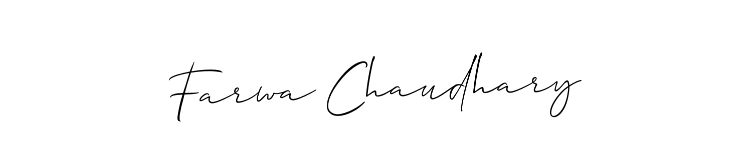 Use a signature maker to create a handwritten signature online. With this signature software, you can design (Allison_Script) your own signature for name Farwa Chaudhary. Farwa Chaudhary signature style 2 images and pictures png