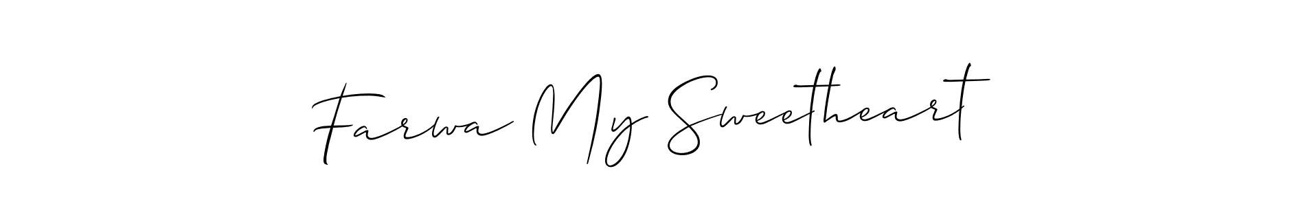 Design your own signature with our free online signature maker. With this signature software, you can create a handwritten (Allison_Script) signature for name Farwa My Sweetheart. Farwa My Sweetheart signature style 2 images and pictures png