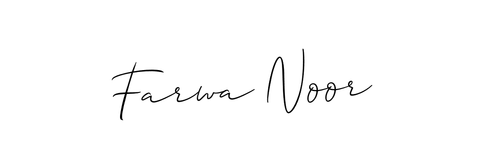 Allison_Script is a professional signature style that is perfect for those who want to add a touch of class to their signature. It is also a great choice for those who want to make their signature more unique. Get Farwa Noor name to fancy signature for free. Farwa Noor signature style 2 images and pictures png