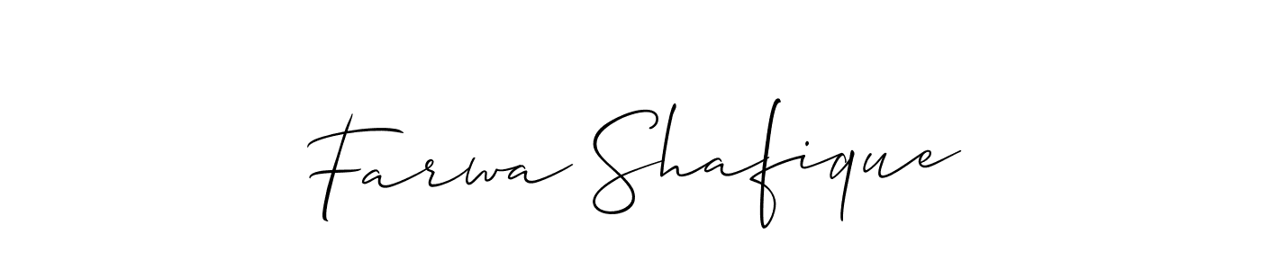 Design your own signature with our free online signature maker. With this signature software, you can create a handwritten (Allison_Script) signature for name Farwa Shafique. Farwa Shafique signature style 2 images and pictures png