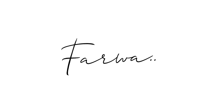 Make a beautiful signature design for name Farwa... With this signature (Allison_Script) style, you can create a handwritten signature for free. Farwa.. signature style 2 images and pictures png