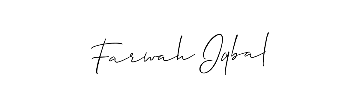 How to make Farwah Iqbal signature? Allison_Script is a professional autograph style. Create handwritten signature for Farwah Iqbal name. Farwah Iqbal signature style 2 images and pictures png