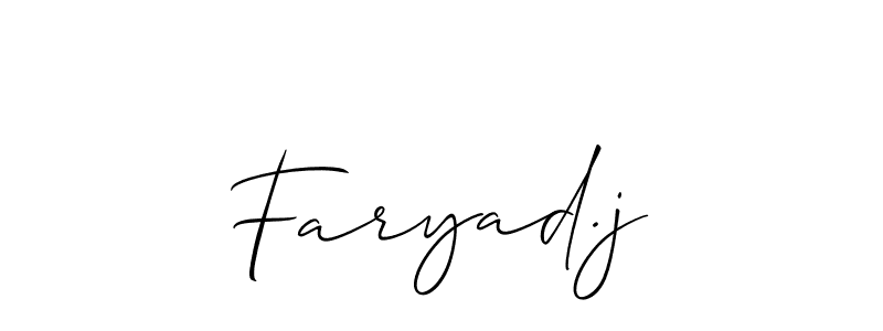 if you are searching for the best signature style for your name Faryad.j. so please give up your signature search. here we have designed multiple signature styles  using Allison_Script. Faryad.j signature style 2 images and pictures png