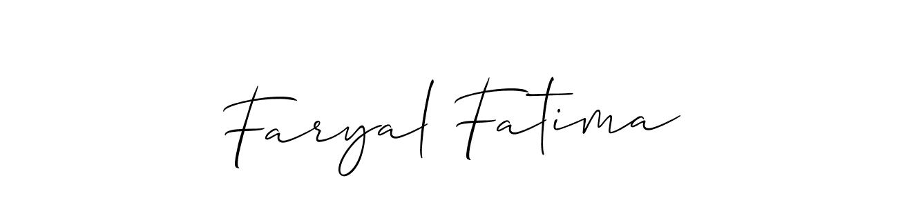 Make a short Faryal Fatima signature style. Manage your documents anywhere anytime using Allison_Script. Create and add eSignatures, submit forms, share and send files easily. Faryal Fatima signature style 2 images and pictures png