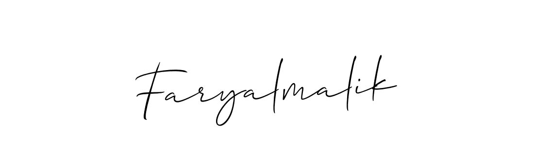 Use a signature maker to create a handwritten signature online. With this signature software, you can design (Allison_Script) your own signature for name Faryalmalik. Faryalmalik signature style 2 images and pictures png