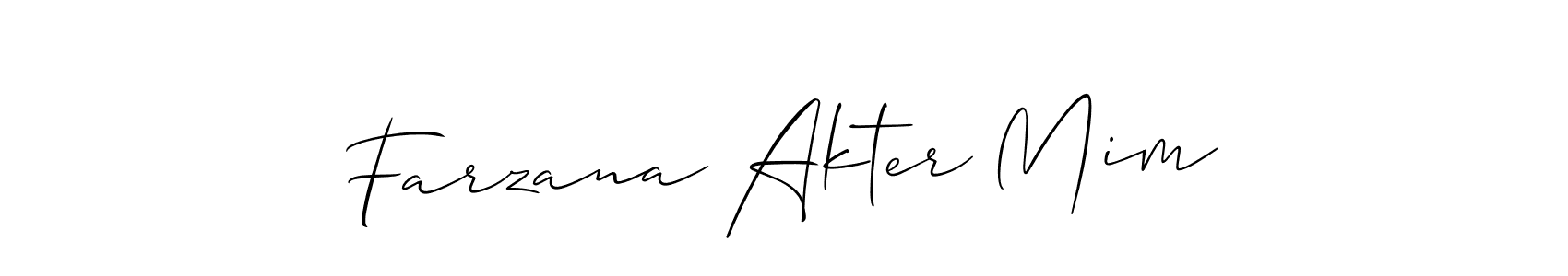 Also You can easily find your signature by using the search form. We will create Farzana Akter Mim name handwritten signature images for you free of cost using Allison_Script sign style. Farzana Akter Mim signature style 2 images and pictures png