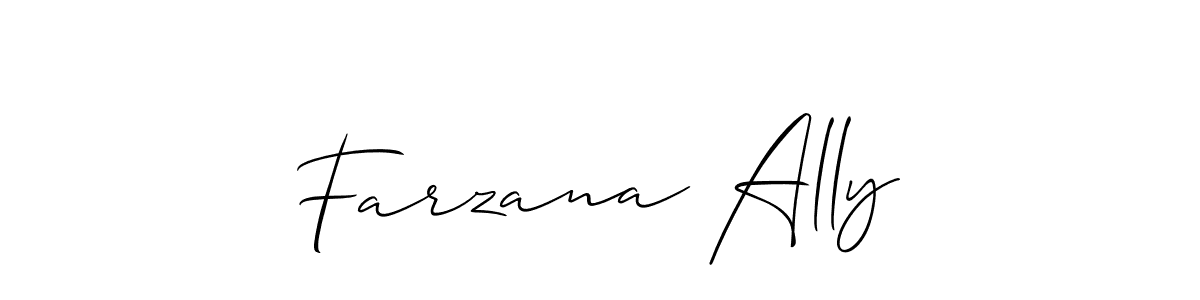 Make a beautiful signature design for name Farzana Ally. With this signature (Allison_Script) style, you can create a handwritten signature for free. Farzana Ally signature style 2 images and pictures png