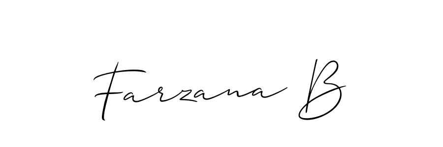 Create a beautiful signature design for name Farzana B. With this signature (Allison_Script) fonts, you can make a handwritten signature for free. Farzana B signature style 2 images and pictures png