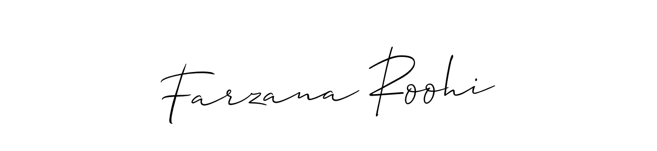 Similarly Allison_Script is the best handwritten signature design. Signature creator online .You can use it as an online autograph creator for name Farzana Roohi. Farzana Roohi signature style 2 images and pictures png