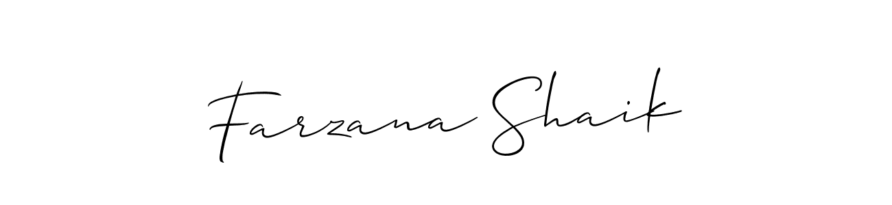 Make a beautiful signature design for name Farzana Shaik. With this signature (Allison_Script) style, you can create a handwritten signature for free. Farzana Shaik signature style 2 images and pictures png