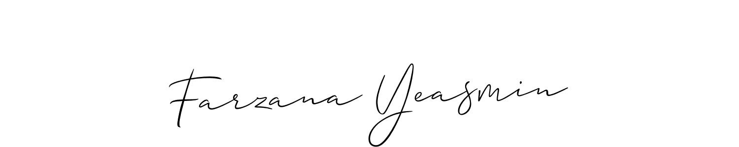 It looks lik you need a new signature style for name Farzana Yeasmin. Design unique handwritten (Allison_Script) signature with our free signature maker in just a few clicks. Farzana Yeasmin signature style 2 images and pictures png