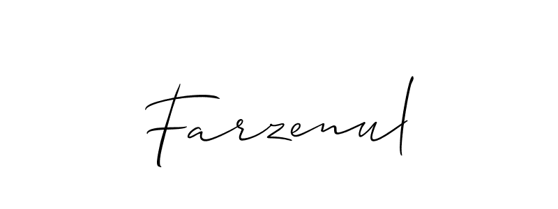 Create a beautiful signature design for name Farzenul. With this signature (Allison_Script) fonts, you can make a handwritten signature for free. Farzenul signature style 2 images and pictures png