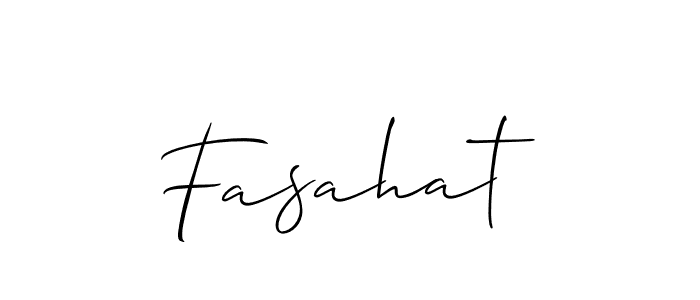 Also we have Fasahat name is the best signature style. Create professional handwritten signature collection using Allison_Script autograph style. Fasahat signature style 2 images and pictures png