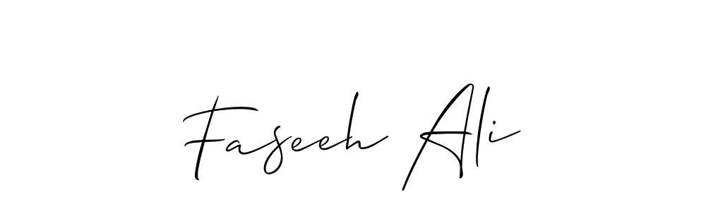 The best way (Allison_Script) to make a short signature is to pick only two or three words in your name. The name Faseeh Ali include a total of six letters. For converting this name. Faseeh Ali signature style 2 images and pictures png