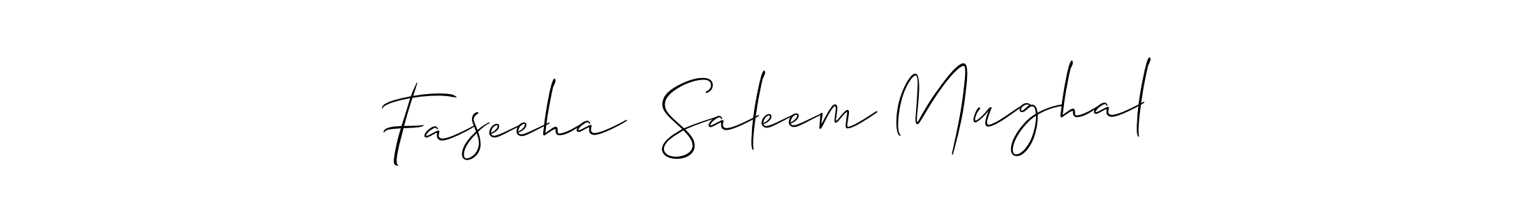 The best way (Allison_Script) to make a short signature is to pick only two or three words in your name. The name Faseeha  Saleem Mughal include a total of six letters. For converting this name. Faseeha  Saleem Mughal signature style 2 images and pictures png