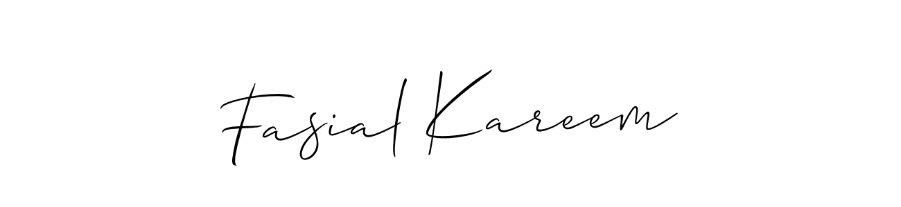 Also we have Fasial Kareem name is the best signature style. Create professional handwritten signature collection using Allison_Script autograph style. Fasial Kareem signature style 2 images and pictures png