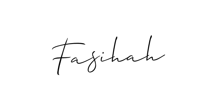 Create a beautiful signature design for name Fasihah. With this signature (Allison_Script) fonts, you can make a handwritten signature for free. Fasihah signature style 2 images and pictures png