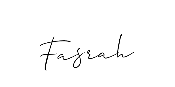 Make a beautiful signature design for name Fasrah. With this signature (Allison_Script) style, you can create a handwritten signature for free. Fasrah signature style 2 images and pictures png