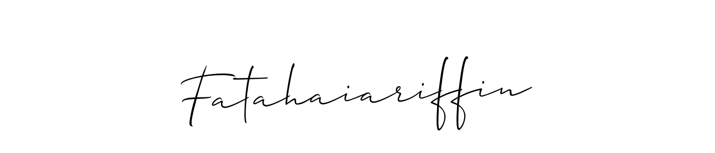 Create a beautiful signature design for name Fatahaiariffin. With this signature (Allison_Script) fonts, you can make a handwritten signature for free. Fatahaiariffin signature style 2 images and pictures png