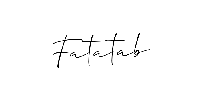 The best way (Allison_Script) to make a short signature is to pick only two or three words in your name. The name Fatatab include a total of six letters. For converting this name. Fatatab signature style 2 images and pictures png