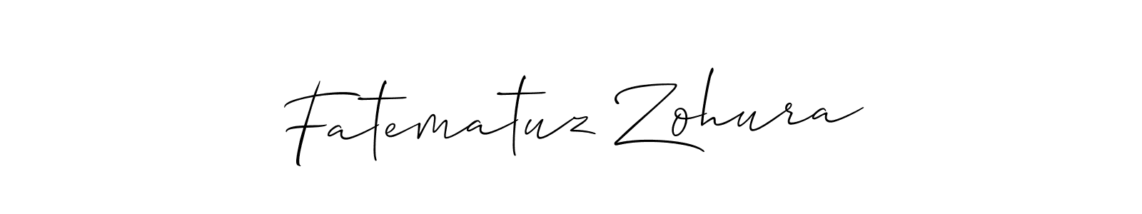 Use a signature maker to create a handwritten signature online. With this signature software, you can design (Allison_Script) your own signature for name Fatematuz Zohura. Fatematuz Zohura signature style 2 images and pictures png