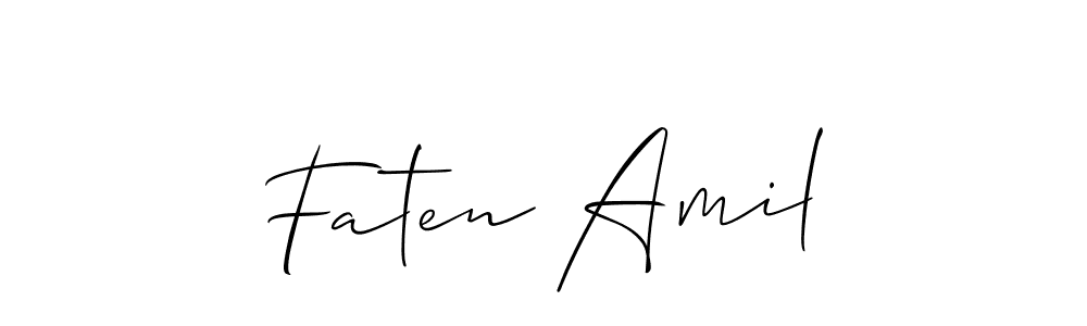 Make a short Faten Amil signature style. Manage your documents anywhere anytime using Allison_Script. Create and add eSignatures, submit forms, share and send files easily. Faten Amil signature style 2 images and pictures png