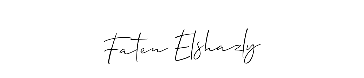Similarly Allison_Script is the best handwritten signature design. Signature creator online .You can use it as an online autograph creator for name Faten Elshazly. Faten Elshazly signature style 2 images and pictures png
