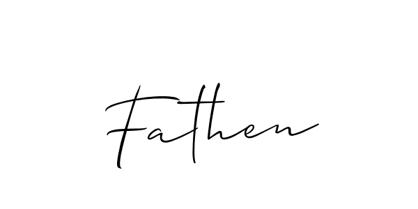 Make a beautiful signature design for name Fathen. With this signature (Allison_Script) style, you can create a handwritten signature for free. Fathen signature style 2 images and pictures png