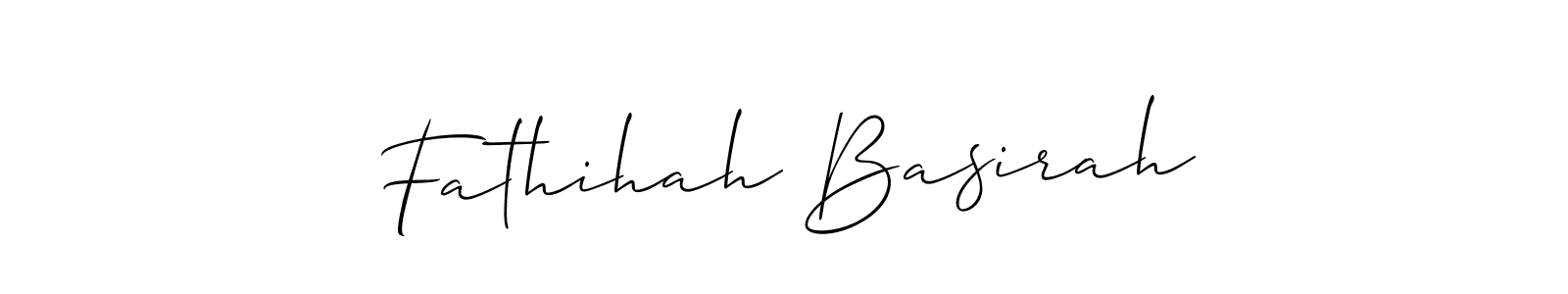 Use a signature maker to create a handwritten signature online. With this signature software, you can design (Allison_Script) your own signature for name Fathihah Basirah. Fathihah Basirah signature style 2 images and pictures png