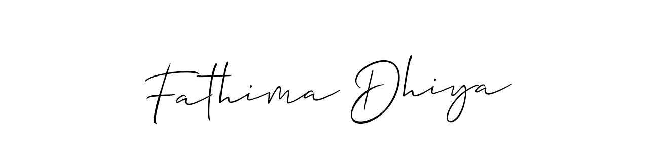 Make a short Fathima Dhiya signature style. Manage your documents anywhere anytime using Allison_Script. Create and add eSignatures, submit forms, share and send files easily. Fathima Dhiya signature style 2 images and pictures png