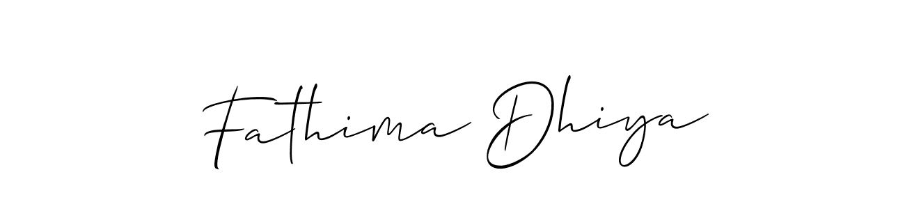 Make a short Fathima Dhiya signature style. Manage your documents anywhere anytime using Allison_Script. Create and add eSignatures, submit forms, share and send files easily. Fathima Dhiya signature style 2 images and pictures png