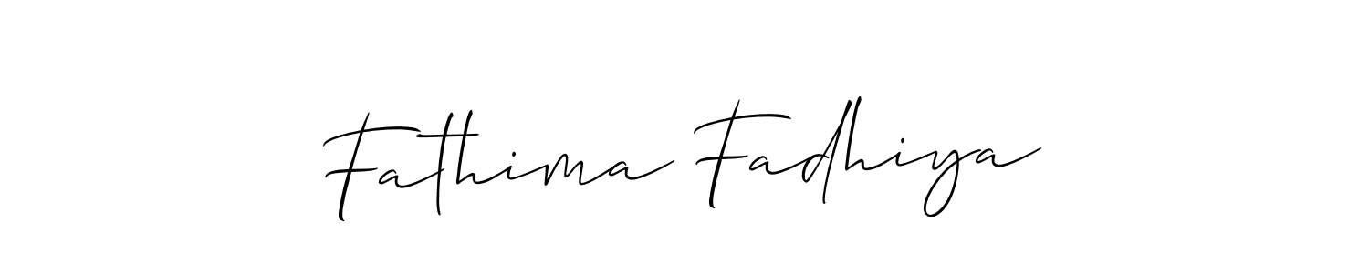 The best way (Allison_Script) to make a short signature is to pick only two or three words in your name. The name Fathima Fadhiya include a total of six letters. For converting this name. Fathima Fadhiya signature style 2 images and pictures png