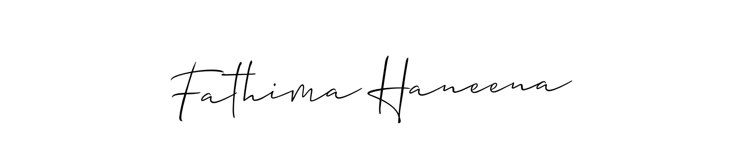 Also You can easily find your signature by using the search form. We will create Fathima Haneena name handwritten signature images for you free of cost using Allison_Script sign style. Fathima Haneena signature style 2 images and pictures png