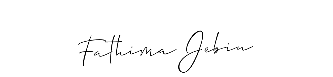 How to make Fathima Jebin name signature. Use Allison_Script style for creating short signs online. This is the latest handwritten sign. Fathima Jebin signature style 2 images and pictures png