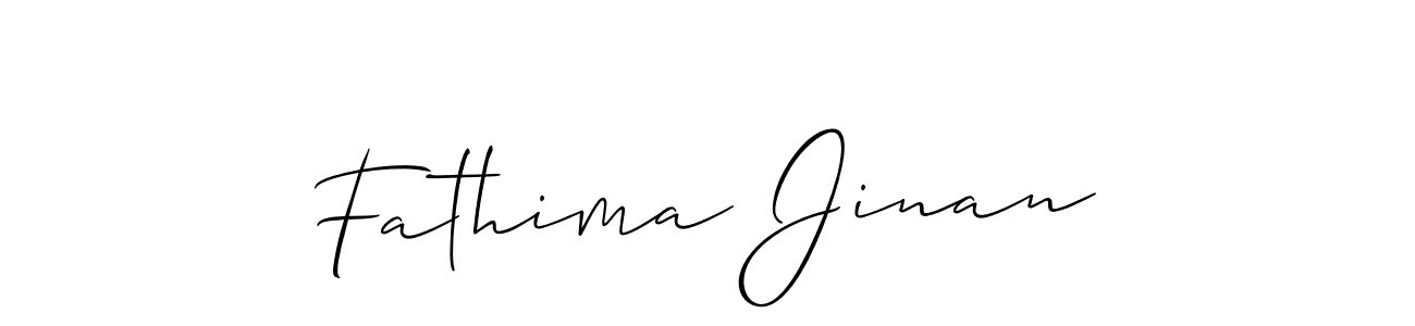 Allison_Script is a professional signature style that is perfect for those who want to add a touch of class to their signature. It is also a great choice for those who want to make their signature more unique. Get Fathima Jinan name to fancy signature for free. Fathima Jinan signature style 2 images and pictures png