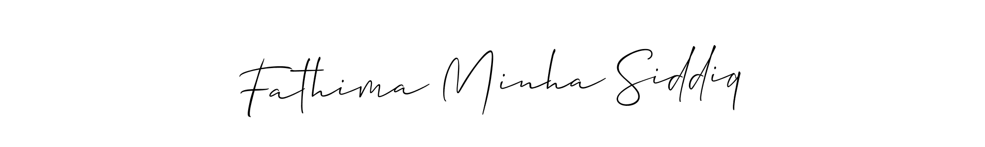 Design your own signature with our free online signature maker. With this signature software, you can create a handwritten (Allison_Script) signature for name Fathima Minha Siddiq. Fathima Minha Siddiq signature style 2 images and pictures png
