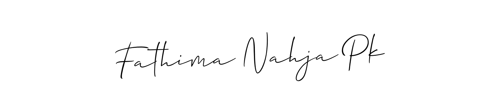 How to Draw Fathima Nahja Pk signature style? Allison_Script is a latest design signature styles for name Fathima Nahja Pk. Fathima Nahja Pk signature style 2 images and pictures png