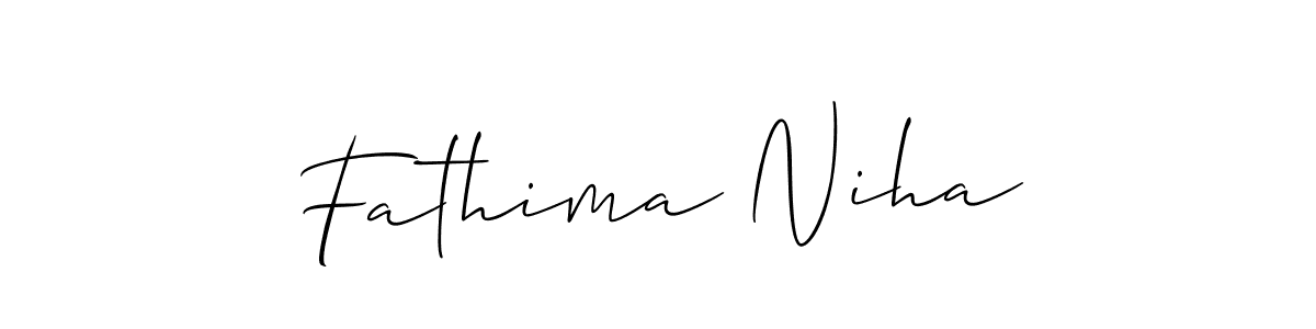 Create a beautiful signature design for name Fathima Niha. With this signature (Allison_Script) fonts, you can make a handwritten signature for free. Fathima Niha signature style 2 images and pictures png